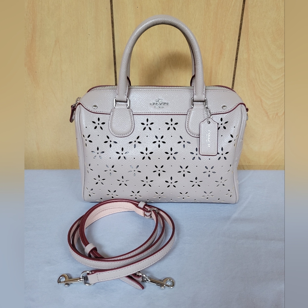 Coach Mini Bennett Floral Cut Out Shimmery Satchel